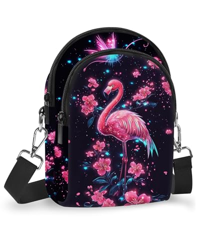 Flamingo Cell Phone Purse Small Crossbody Bags for Women Shoulder Strap Wallet Casual Travel with Adjustable Strap