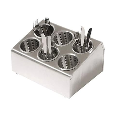 Chef-hub Stainless Steel 6 Slot Cutlery Dispenser with Perforated Holders, Pack of 1 Cover
