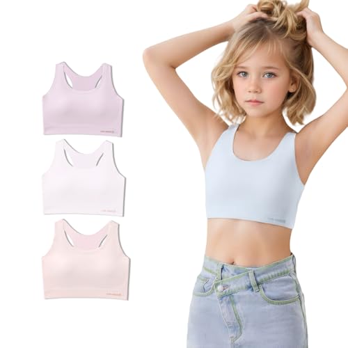 Girls Sports Bra Training Bras Seamless Light Padded 3Pack
