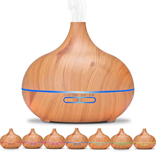 550ML Oil Diffuser, Diffusers for Essential Oils Cool Mist Humidifier Aromatherapy Diffuser with 4 Timer & 7 Ambient Light Settings, Ultrasonic Diffuser for Home