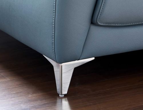 Image of Fabrique Narrow 3 Seater with Puffy Moden Design Leatherette Blue Sofa with Moveable Headrest Sturdy Design with a Lightweight Frame & Stainless Steel Legs | Furniture for Home Office & Living Room