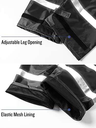 Saphirose Men's Rain Suit High Visibility Reflective Work Rain Jacket Pants For All Sport Farm Fishing Motorcycle (Black/Green,X-Large) #TOP4