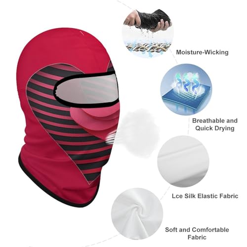 Balaclava con Estampado de Rayas y Corazones para Hombres y Mujeres, Máscara Facial de Protección Solar Transpirable para Cabeza Completa para Senderismo, Ciclismo, Correr y Conducir miniatura 3