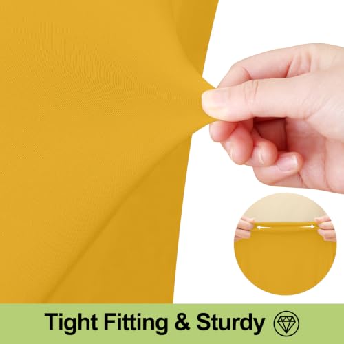 Image of Smiry Spandex Elastic Fitted Table Cloth Skirt for 8FT Rectangle Table | Stretch Washable Table Cloth, Banquet Table Cover for Wedding, Party, Indoor & Trade Shows, (Mustard Yellow, 96Lx30Wx30H)