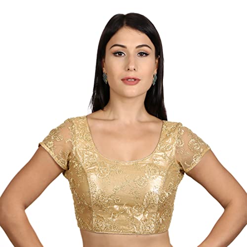 Women's Indian Choli - Gold Saree Blouse for Women Readymade Designer