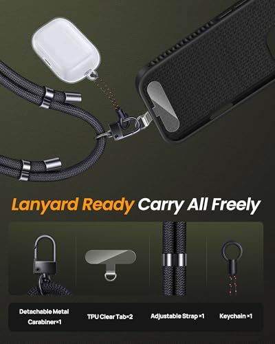 Image of for iPhone 17 Case Wallet with Stand & Phone Lanyard Crossbody (2X Phone Tabs) & Card Holder & Camera Cover, Military Grade Drop Protection Phone Case for iPhone 17 6.3 inch 2025, Black