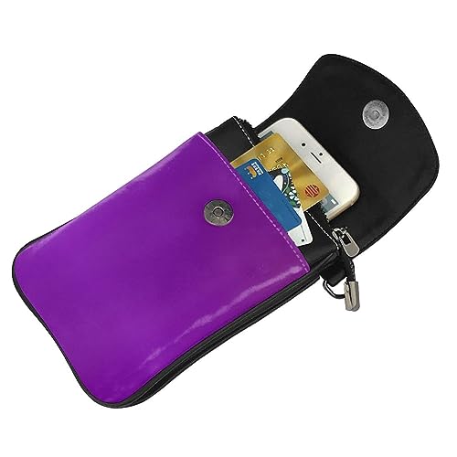 Solid Color Dark Purple Crossbody Bag, Leather Crossbody Flap Mobile Phone Bag.* Fashion Tassel Wallet Designed For Women.4