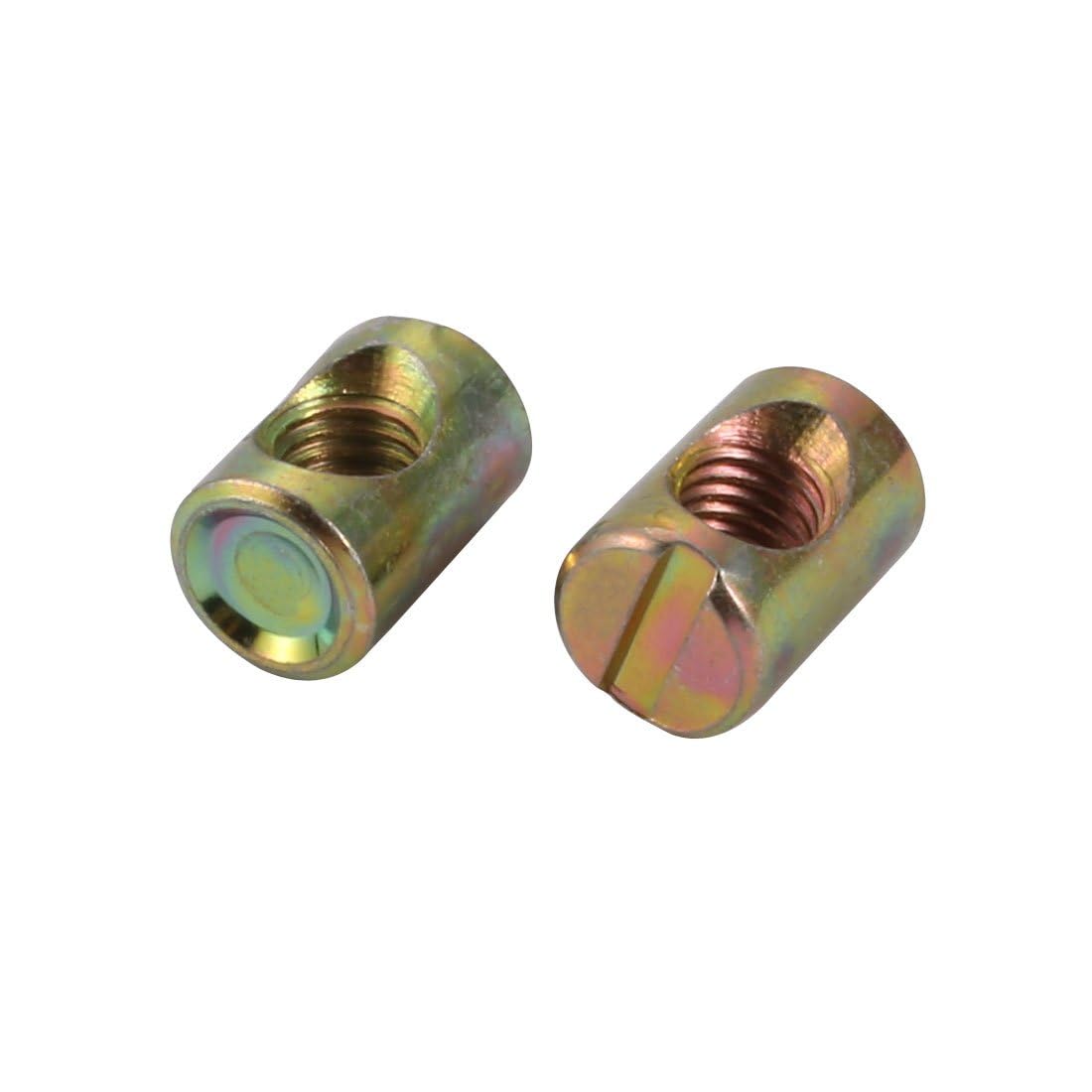 TOP-VIGOR 10Pcs Symmetric Furniture Barrel Nut, M5x10mm Durable Slotted Drive Dowels Bolts Nuts - Image 3