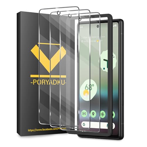 HOMEMO Protector de Pantalla para Google Pixel 6a 3 Piezas, Marco De Instalación, Soporte Desbloqueo Huellas, 9H Dureza, Antihuellas, HD Clara, Sin Burbujas