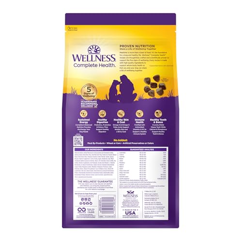 Wellness Complete Health Adult Dry Dog Food, Wholesome Grain Kibble, Natural, Chicken and Oatmeal Recipe, 5 lb Bag - image 9