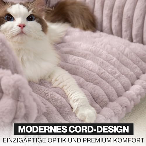 noviclass® Katzensofa Chaffar | Katzenbett Hundebett Hundesofa | Orthopädische Matratze | Moderner Stil | Cord-Design Größen (Zartrosa, M (80cm))