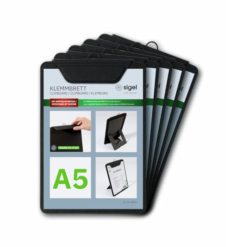 Porte-menus avec pince SIGEL KB101 A5 lot de 5 planchettes noires