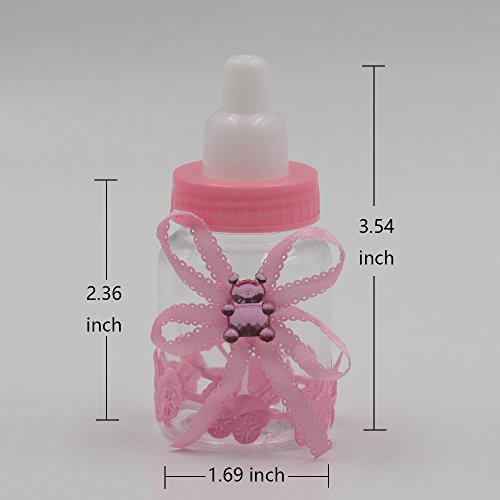 Baby Bottles For Baby Shower, 24Pcs Mini Girl Baby Shower Favors Candy Bottle With 5Pcs Artificial Rose For Newborn Baby Baptism Party, Baby Shower Party Décor,Pink,Noex Direct (Bottle Rose-1) #TOP4