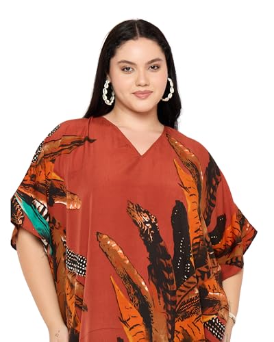Image of Gypsie Blu Women Plus Size Kaftan Dress Beach Cover Up Maxi Dresses for Women, V-Neck Kimono Sleeve 1X-3X