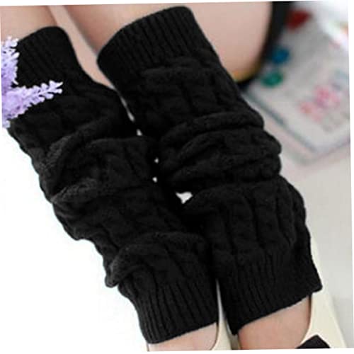 Murezima Calentadores de piernas de Mujeres, 1 Potro de Punto de Punto Calentador de piernas de Punto, calcetín de Botas largas de Pierna Alta en Invierno para niñas (Negras) Cover