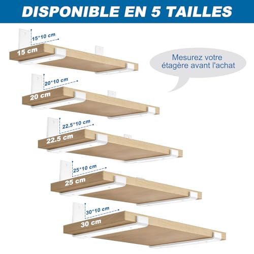Équerre Étagère 25cm Anti-Chute Fixation Acier 5mm Charge Lourde Blanche - 8