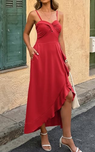 Image of ECOWISH Womens Summer Strapless Smocked A Line Maxi Dress | Off Shoulder Hollow Out Tiered Long Dresses Beach Party Vacation Wear