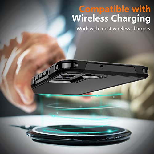 Spidercase For Samsung Galaxy S22 Plus Case, [10 Ft Military Grade Drop Protection], 2 Pack [Tempered Glass Screen Protector+Camera Lens Protector] Heavy Duty Shockproof Case, Black #TOP6