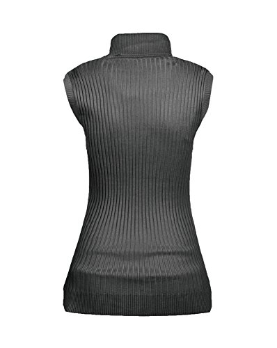Image of v28 Women Sleeveless High Neck Turtleneck Stretchable Knit Sweater Top