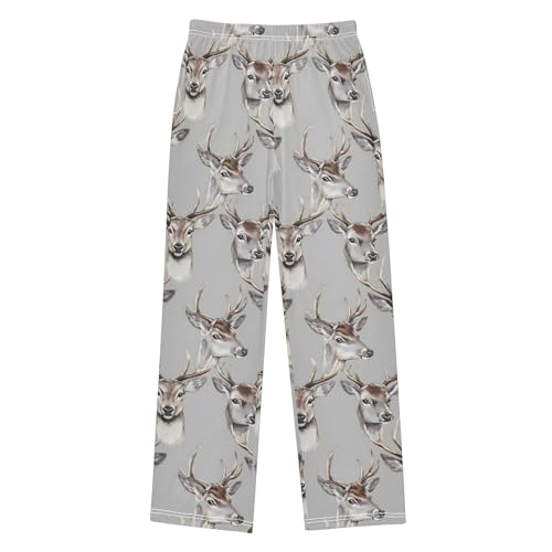 Pajama Pants Deer Head PJ Bottoms Sleepwear Lounge Sleep Pant with Pockets