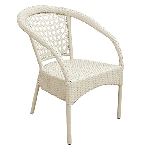 Image of Anaya Decor D-8 Chairs Table Set 4+1 Wicker Patio Furniture Sets 4 Chair and 1 Table for Garden Balcony Bedroom Powder Coated Frame Uv Protected Wicker (Off White)