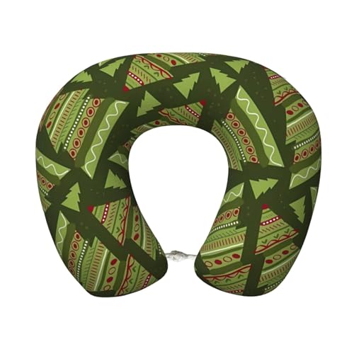 SEOCKA Christmas Trees Green Travel Pillow Pure Memory Foam U Shaped Neck Pillow Portable Headrest for Traveling Sleeping