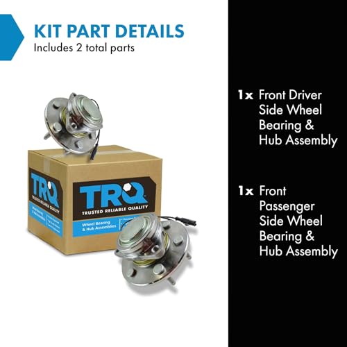 Image of TRQ Front Left and Right Wheel Bearing and Hub Assembly 2 Piece Set RWD Compatible with 2007-2013 Chevrolet Silverado /Sierra 1500 2WD 2007-2014 Tahoe /Yukon /Suburban 2WD