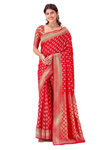 Image of SIRIL Women's Kanjivaram Soft Silk Saree Pure Silk Saree With Unstitched Blouse Piece