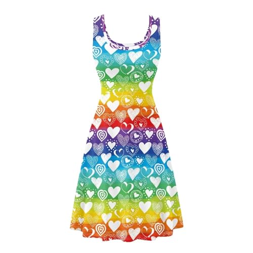 TOADDITDO Women's Sleeveless O Neck Beach A-Line Party Coctail Tank Dresses Flared Sundress4