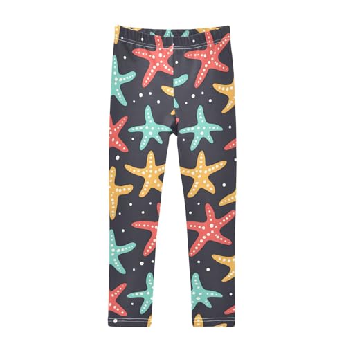 ALAZA Girls' Leggings Children's Yoga Pants Skinny Printed Dance Starfish Black Comfortable 4T
