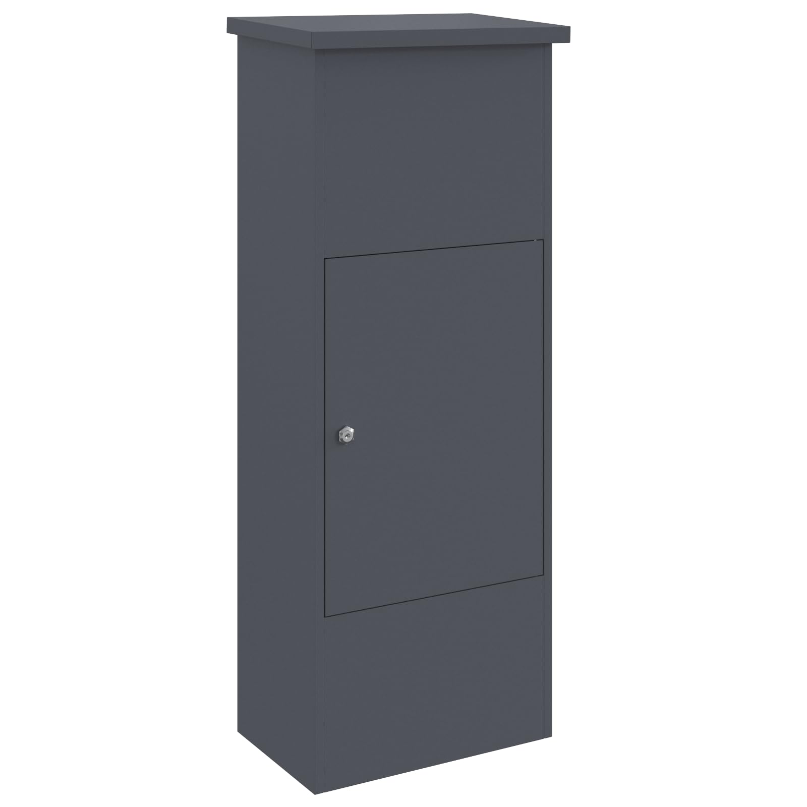 Outdoor Parcel Drop Box with Secure Deadbolt Lock and Built-in Storage, Durable Steel Construction for Parcel Receiving, Anthracite Finish, 44.5 x 29 x 110.5 cm