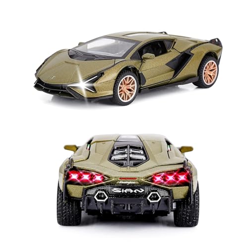 Image of Kids Toy car Playsets 1:24 Sian Diecast Metal Car for Kid Pull Back Metal Cars with 4 Openable Doors Light and Musical Sound (Multi)