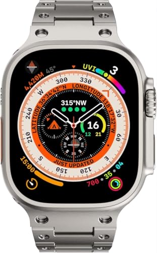 Image of Quickprime 49mm 45mm 44mm 42mm Compatible Apple Watch Strap, Stainless Steel Link Metal Band for iWatch Ultra | Ultra 2 | Series 9 | 8 | 7 | 6 | 5 | 4 | 3 | 2 | 1 | SE & SE2