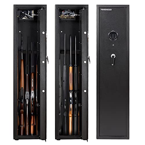Gun Safes for Home - Quick Access 5-6 Gun Large Rifle & Pistol Security Cabinet with Pistol Lock Box, Removable Storage Shelf -  Garvee