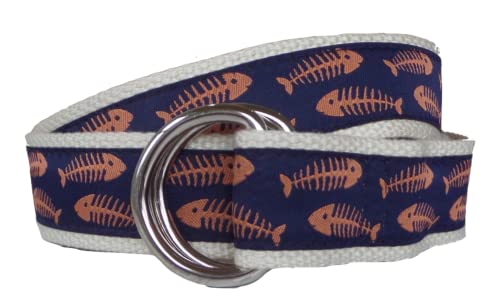 Coral Bonefish D-Ring Belt 32 Polished Steel D-Ring Khaki