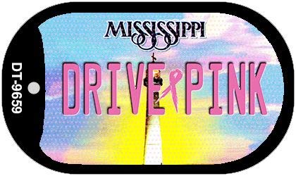SMART BLONDE Drive Pink Mississippi Novelty Metal Dog Tag Necklace DT-9659