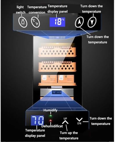 Zigarren Humidor, 50L Elektrischer Humidor Schrank mit Zedernholzregalen, Intelligente Temperaturregelung, Touch-Display, Elektronischer Kühler Humidor