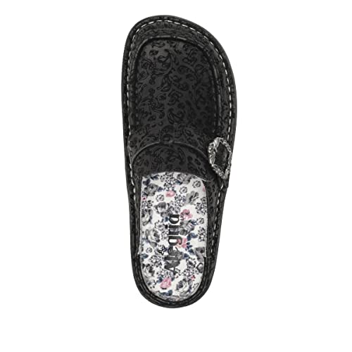 Image of Alegria Women's Brigid Leather Moc Toe Open Back Clog with Heel Cup