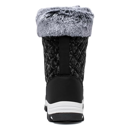 HOBIBEAR Women's Winter Snow Boots Waterproof Lightweight Warm Faux Fur Lined Mid-Calf Booties（Black Size 7 Women - image 6