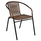 Flash Furniture Medium Brown Rattan Indoor-Outdoor Restaurant Stack Chair