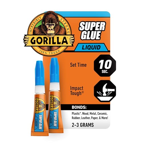 Gorilla Super Glue, Two 3 Gram Tubes, Clear, (Pack of 1)