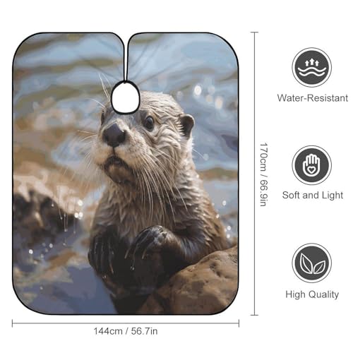 Capa para corte de cabello Otter Playing in The Water para hombre y mujer miniatura 2