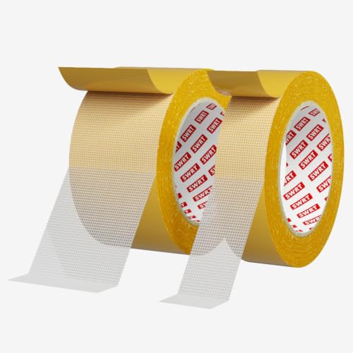 SWRT Double Sided Fabric Tape 1 & 2 Inch x 33 FT, 2 Rolls