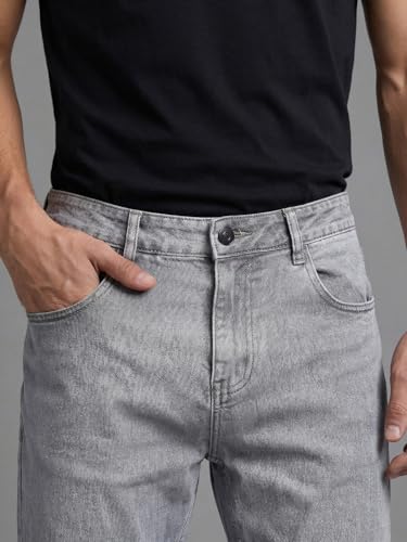 Image of Urbano Fashion Men's Relaxed Fit Washed Denim Jeans Non-Stretchable