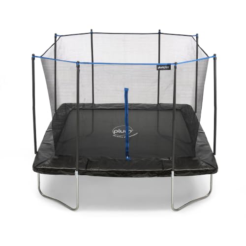 Plum Play Outdoor Rectangular Trampoline with Satety Enclosure to Seperate the Jumper From the Coated Springs - Weather Protected Thick Foam Pads - Max user weight from 100kg (8 x 10ft)