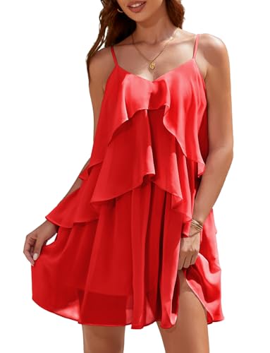 DRESSTELLS Women's Cocktail Ruffle Tiered Dresses, Formal Wedding Guest Homecoming Party Mini Dress