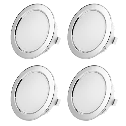 Sweet Led 4x Spot Encastrable Plat 230V IP44 - Spot de Meuble 3,5W LED - Spot de Salle de Bain Rond - Mini Spot Ultra Plat pour Pièce Humide - Spot...