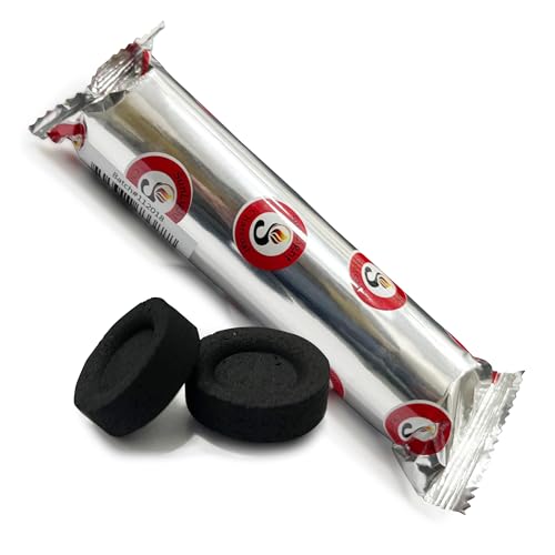 10 Charcoal Tablets by Sunlight Charcoal– Quick Light Coal Tablets – Charcoal Disks – 33 mm Coal Rolls – Pack of 10 Coal Briquettes – Slow Burn - Instant Lighting (Roll of Charcoal Discs)