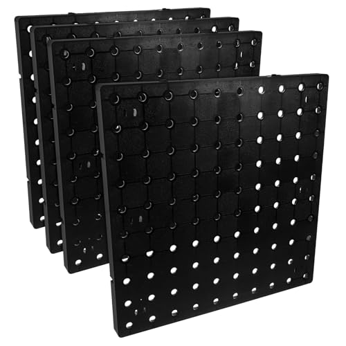 KAJNBN Estantería de Pared Tablero Perforado Abs Negro, Diseño Multi-Funcional y Fácil Instalación, Organizador de Cocina y Baño sin Taladro, Pack de 4 Piezas