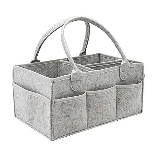 Cicilin Bébé Diaper Caddy Organisateur de Sac à Main en Feutre Sac de Rangement Intérieur avec Multi-Poches Organisateur Panier de Rangement avec Poignées gris 34*24*18cm Cover